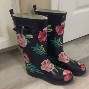 Floral rain boots